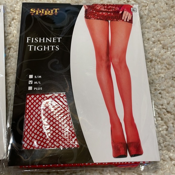 Set of three new spirit brand fishnet tights. Red black white medium large nylon - Picture 2 of 5